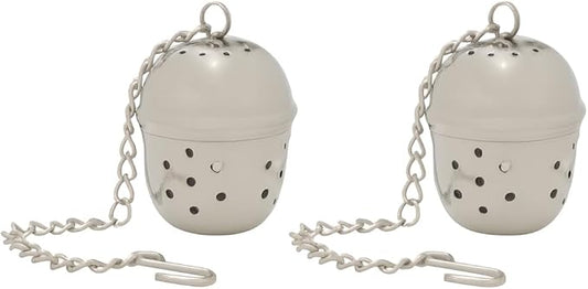 HIC Kitchen Mini Tea Ball Infusers, 18/8 Stainless Steel, Set of 2, For Loose Leaf Tea and Mulling Spices