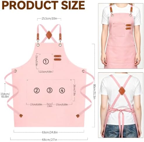 NLUS Chef Aprons for Men Women with 4 Pockets, Water Repellent Cotton Canvas Cross Back Apron - Image 2