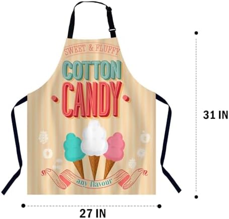 Cotton Candy Retro Marshmallow Kitchen Apron for Women Men, Adjustable Chef Bakers Apron for Cooking Baking Gardening, 31 X 27 Inch - Image 2