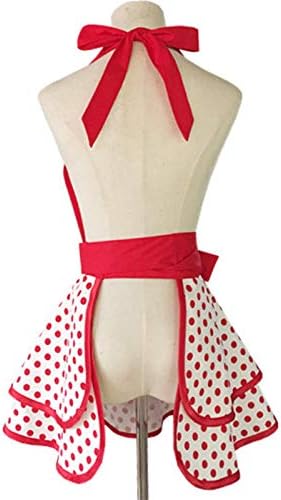 Hyzrz Lovely Handmade Cotton Retro Aprons for Women Girls Cake Kitchen Cook Apron for Mother's Gift (Red Dot) - Image 3