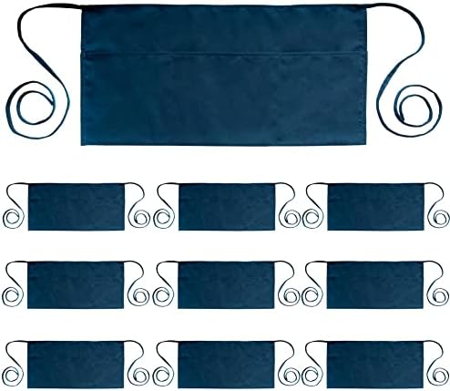 PLOYMONO 10P NavyBlue Server Apron with 3 Pocket,Short Waist Waitress Apron | Polyester Short Waiter Apron with 3 Deep Pockets, Great for Restaurant Servers, Bartenders, Hosts, Baristas by PLOYMONO