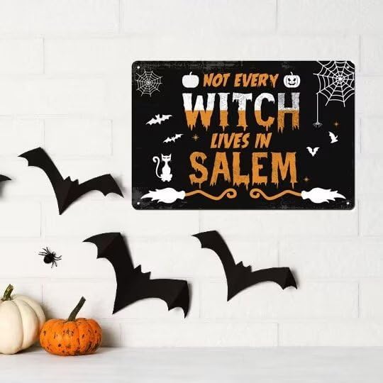 bivrten Halloween Garden Sign Not All Witches Live in Salem - Halloween Theme Holiday Farmhouse Patio Yard Outdoor Party Decor Witch Garden Decor Kitchen Witch Decor Halloween Party Decor 12x8 Inch - Image 3