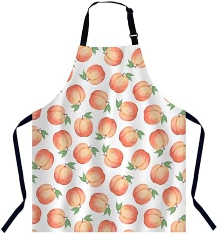Watercolor Peaches Apron for Women Men, Adjustable Apron Cooking Kitchen Chef Apron for Home Kitchen, Baking Gardening BBQ, Coffee House, Restaurant by Unknown