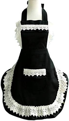 Hyzrz Lovely Home Work Adjustable Apron Shop Cake Kitchen Cooking Aprons for Women Girls with Pocket for Gift,Black by Hyzrz