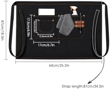 2-Pack Work Server Apron for Men Women with 3 Pockets for waiting staff | Waist Apron for Waiting Staff, Waitress, Barista, Chefs, Ideal for Cafe, Bar, Gardening, Cooking, BBQ, Painting, Cleaning - Image 5