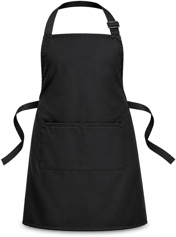 Chef Apron,Cotton Polyester Kitchen Apron with 2Pockets,Adjustable Stain Resistant for Cooking BBQ(1Pcs) by Unknown