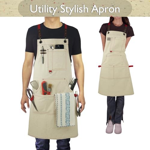 Work Aprons, Canvas Apron, Waterproof, Colorful Spots | Multiple Pockets for Cooking, Painting, Crafting, Gardening, Sizes M to XXL - Image 2