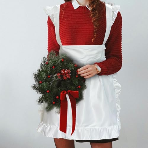 White Maid Apron for Women Cotton Waist Half Maid Costume Victorian Retro Ruffled Kitchen Cute Vintage Party Cosplay - Image 5