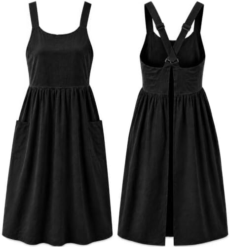 Uaussi Cotton Linen Apron Cross Back Work Apron for Women with Pockets Pinafore Dress X Cross Halter Apron for Chef Gardening by Uaussi
