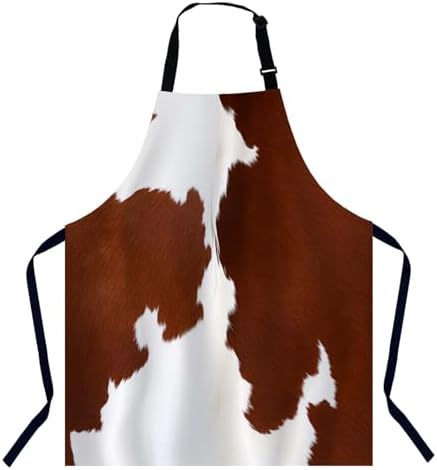 Cowhide Texture Kitchen Apron for Women Men, Adjustable Apron Chef Bakers Apron Cooking Apron Cooking Baking Gardening by Unknown