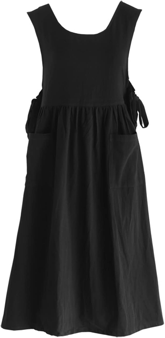 Premium Plus Size Apron Adjustable Waistline Bib Apron,Soft Cotton Blend Apron with Pockets (Black) by KKTOCHVC