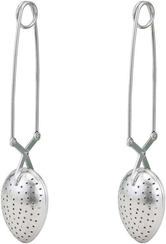 HIC Kitchen Snap Tea Infuser, Heart-Shaped, 18/8 Stainless Steel, For Loose Leaf Tea and Mulling Spices,Snap, Spoon, Set/2