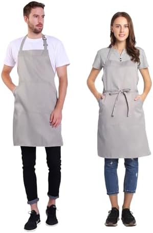 BIGHAS Adjustable Bib Apron with Long Ties for Women Men 18 Colors Chef Kitchen Cooking - Image 2