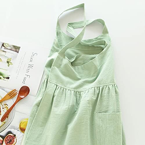 Uaussi Cotton Linen Apron Cross Back Work Apron for Women with Pockets Pinafore Dress X Cross Halter Apron for Chef Gardening - Image 2