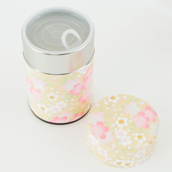 KIMIKURA Japanese Tea Container made in Japan [Sakura] 70-100g Tea Capacity Airtight Tin -from Japan | Japanese Tea
