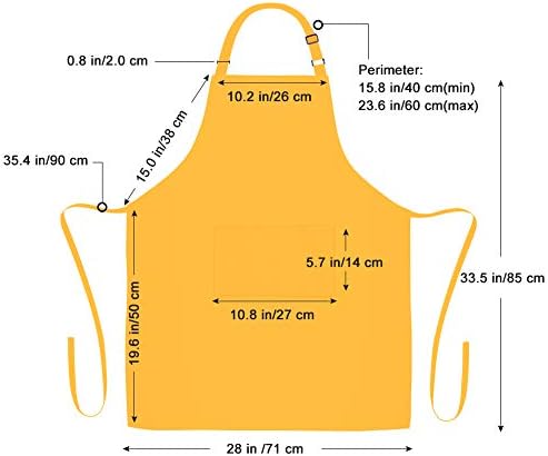 Jubatus 2 Pack Bib Aprons with 2 Pockets Cooking Chef Kitchen Apron for Women Men, Yellow - Image 7