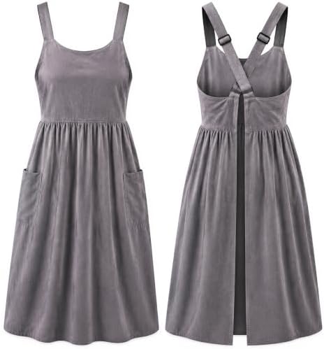 Uaussi Cotton Linen Apron Cross Back Work Apron for Women with Pockets Pinafore Dress X Cross Halter Apron for Chef Gardening by Uaussi