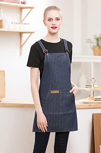 Denim Cross-Back Chef Bib Apron with Pockets for Men and Women - Image 6