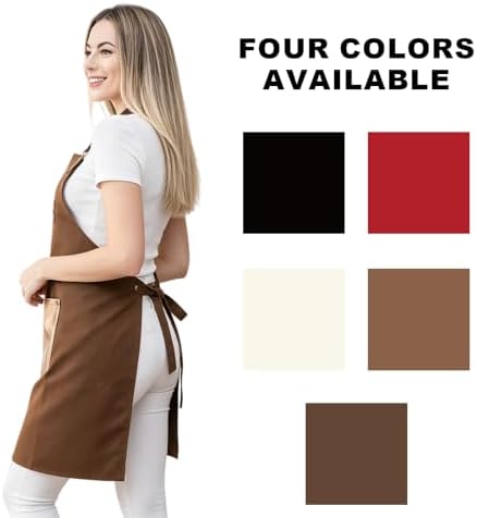 Barista Tools Apron for Women Hairstylists Servers Waterproof Canvas Kitchen Apron with 3 Pockets for Cooking Gardening - Image 2