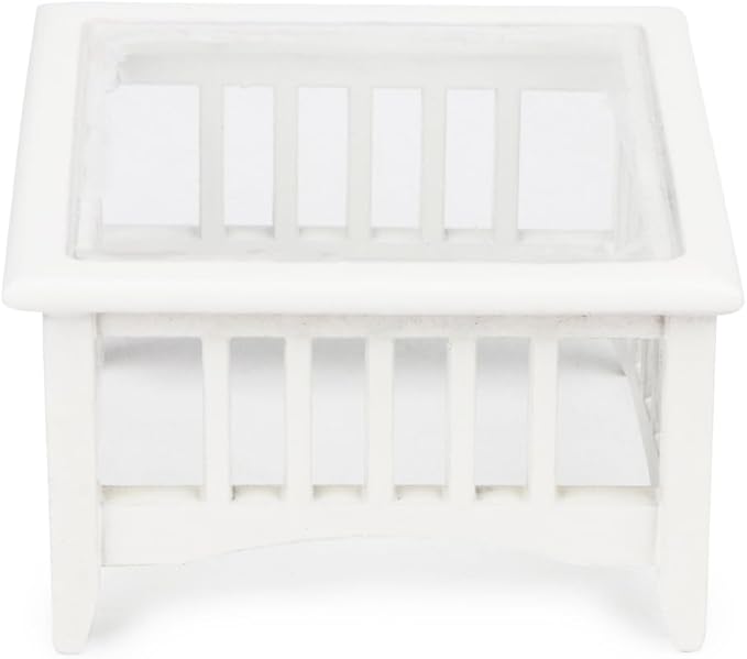 Dollhouse Coffee Table Miniature Furniture 1:12 Scale Wooden Tea Table Square Shape Side Tables Acrylic Tabletop Props Miniature End Table Living Room Pocket Desk Doll House Decoration Props (White)