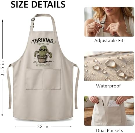 Thriving Obviously Funny Cactus Apron for Women Men | Funny cactus artwork and sarcastic wording create a lighthearted apron for cooking, gardening, baking, and gifting - Image 2