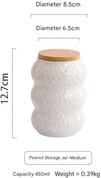 Ceramic Container, Ceramic Jar with Lid, Stackable Containers with Airtight Seal Container Kitchen Food Storage Jars for Serving Ground Coffee, Tea, Sugar, Spice and More (medium 15oz/450ml)