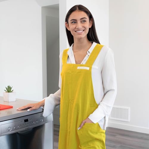 HANEE Cotton Aprons for Women and Men | Cross-Back Apron with Pockets - Image 6