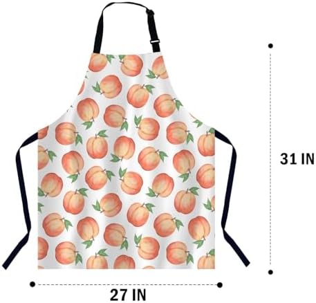 Watercolor Peaches Apron for Women Men, Adjustable Apron Cooking Kitchen Chef Apron for Home Kitchen, Baking Gardening BBQ, Coffee House, Restaurant - Image 2