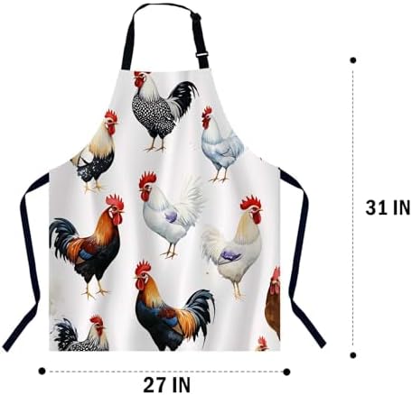 Roosters Apron Adjustable Neck Bib Apron for Men Women,Suitable for Kitchen Cooking Waitress Chef Apron - Image 2