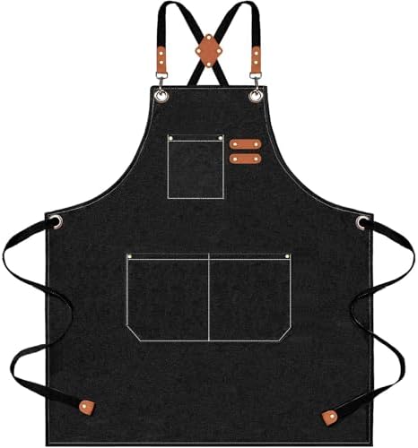 AFUN Aprons for Men Women with Large Pockets, 16-Ounce Cotton Canvas Cross Back Apron by BringYouaFun