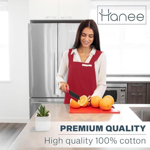 HANEE Cotton Aprons for Women and Men | Cross-Back Apron with Pockets - Image 2