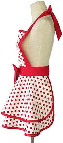 Hyzrz Lovely Handmade Cotton Retro Aprons for Women Girls Cake Kitchen Cook Apron for Mother's Gift (Red Dot) - Image 2