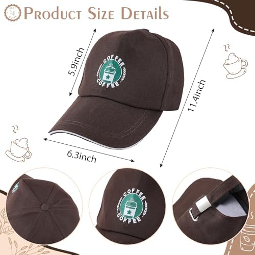 Halloween Coffee Barista Costume Set Adults Include Green Apron and Brown Cap for Man Women Halloween Fancy Party Dress up - Image 2