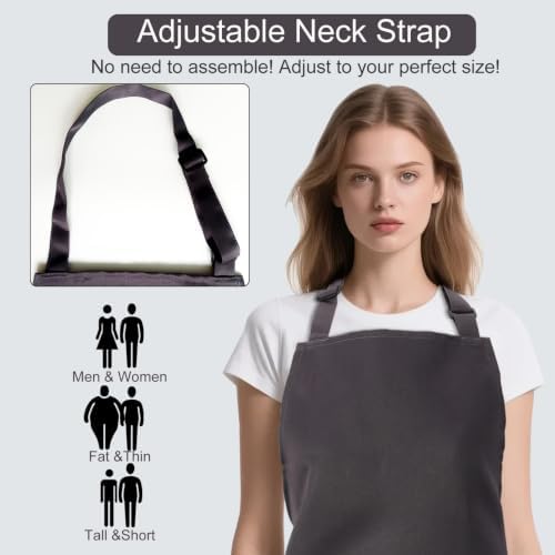Kitchen Bib Chef Apron for Women Men with Pockets | Waterproof, Large Pockets, Adjustable Neck Strap, For Cooking, Painting, Pottery, Ceramics - Image 5