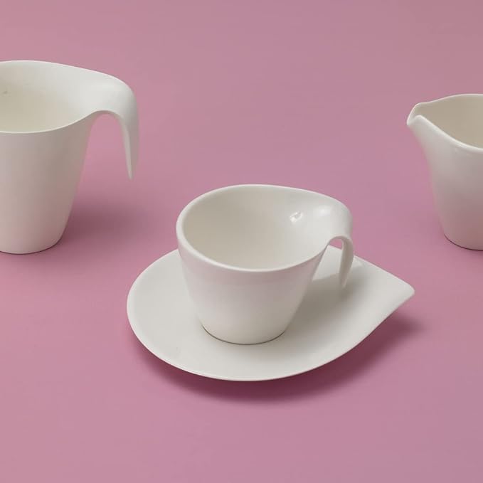 Villeroy & Boch Flow Tea Cup Saucer, 7 x 6 in, Premium Porcelain, White