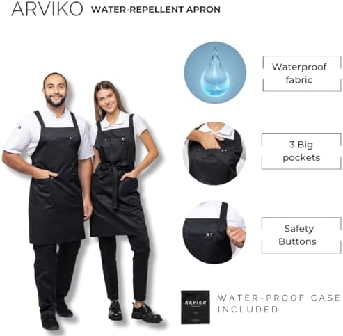Aquasafe Water-Repellent Cross-Back Bib Apron - Unisex One Size - Image 3