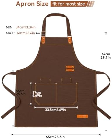 Teskyer Canvas Kitchen Apron with 4 Pockets | Cross Back or Adjustable Strap Design, 4 Utility Pockets, Water & Oil Resistant Fabric for Cooking Gardening & Crafts - Image 7