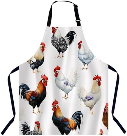 Roosters Apron Adjustable Neck Bib Apron for Men Women,Suitable for Kitchen Cooking Waitress Chef Apron by Unknown