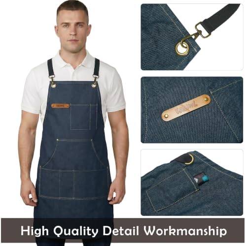 Professional Unisex Chef Apron – Cross-Back, Large Pockets, Water-Resistant Cotton Canvas - Image 3