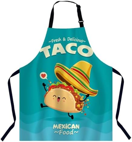 Vintage Mexican Food Bib Apron with Adjustable Neck for Men Women,Suitable for Kitchen Cooking Chef Grill Bistro BBQ Apron by Unknown