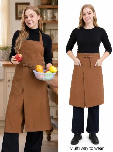 Molaxhome Split Pottery Apron with 3 Pockets Unisex with Adjustable Strap | Cotton Blend,Kitchen Apron,for Ceramics,Gardening,Kitchen Cooking - Image 3
