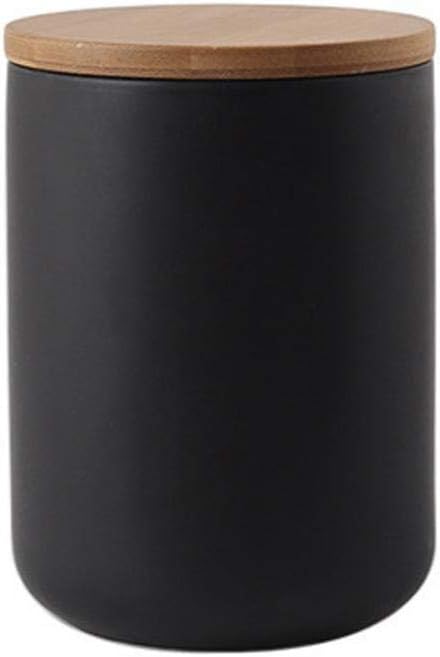 YYW Ceramic Food Storage Containers with Lids, Kitchen Canisters for Countertop, Black Food Containers Jar for Flour, Coffee Bean, Sugar, Tea, Spices and More, Home Decor (800ml/27.05oz)