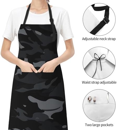 Apron Strong people waterproof work apron for kitchen cooking BBQ party perfect holiday gift with 2 Pockets - Image 6