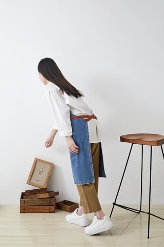 Cotton Denim Apron Soft - Unisex Adjustable Bib Apron with 5-Pockets Perfect for Kitchens - Image 3