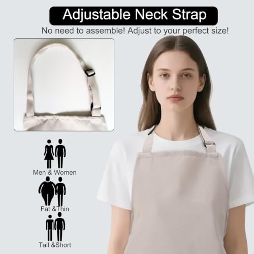 Kitchen Bib Chef Apron for Women Men with Pockets | Waterproof, Large Pockets, Adjustable Neck Strap, For Cooking, Painting, Pottery, Ceramics - Image 6