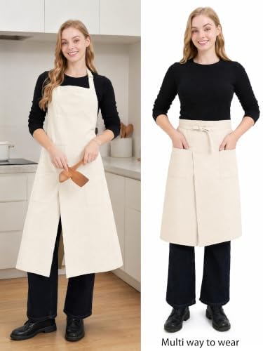 Molaxhome Split Pottery Apron with 3 Pockets Unisex with Adjustable Strap | Cotton Blend,Kitchen Apron,for Ceramics,Gardening,Kitchen Cooking - Image 3
