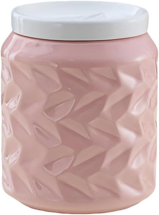 Ceramic Jar with Lid, 25.3oz Food Storage Jar with Airtight Seal Ceramic Lid for Sugar Tea Spice, Coffee Canister Sugar Container (Pink)