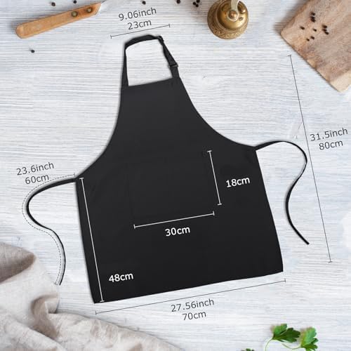 Chef Apron Bib Apron with 2 Large Pockets Adjustable Neck Strap Kitchen Apron Cooking Apron Stripes Baking Apron - Image 2