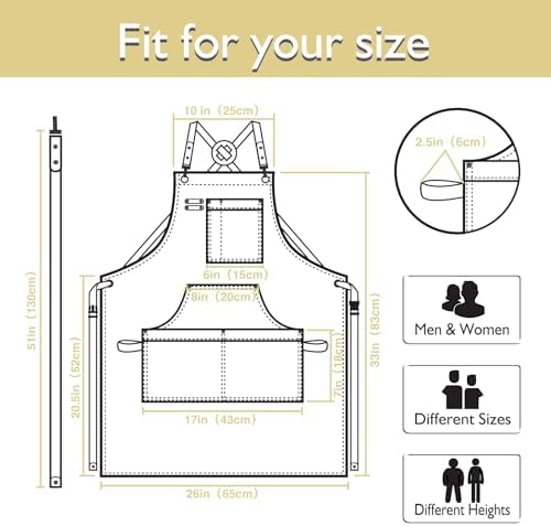 5 Pack Kitchen Apron, Work Apron, Canvas Apron, Amber | Multiple Pockets, Gardening, Painting, BBQ, Artist, Carpenter, Sizes M to XXL - Image 5
