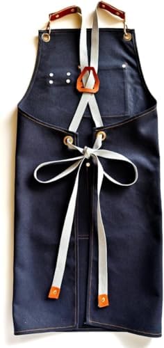 Chef Apron Bib Apron with 2 Large Pockets Adjustable Neck Strap Kitchen Apron Cooking Apron Stripes Baking Apron - Image 2